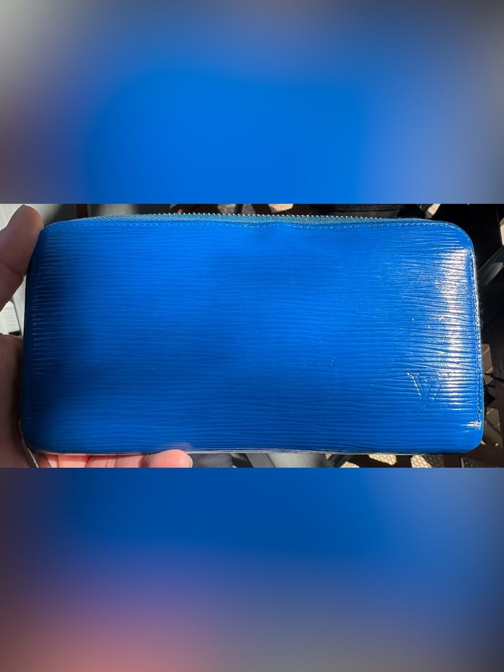 Repainted Blue Louis Vuitton
Epi Wallet